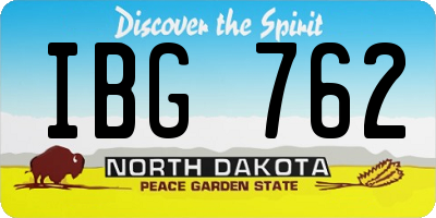 ND license plate IBG762