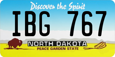 ND license plate IBG767