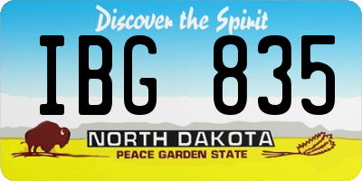 ND license plate IBG835