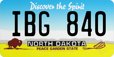 ND license plate IBG840