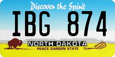 ND license plate IBG874