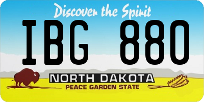 ND license plate IBG880