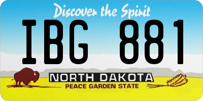 ND license plate IBG881