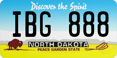 ND license plate IBG888