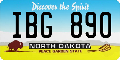 ND license plate IBG890