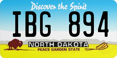 ND license plate IBG894