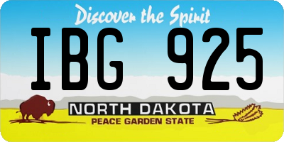 ND license plate IBG925
