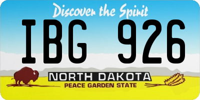 ND license plate IBG926