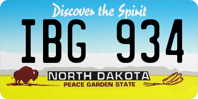 ND license plate IBG934