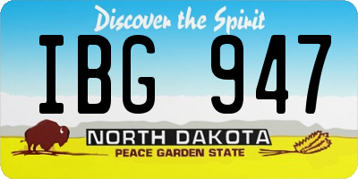 ND license plate IBG947