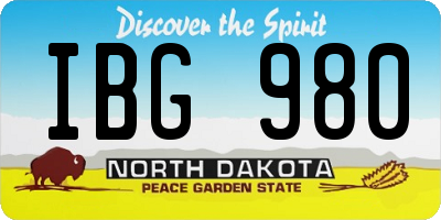 ND license plate IBG980