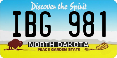 ND license plate IBG981