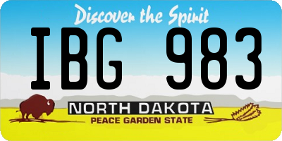 ND license plate IBG983