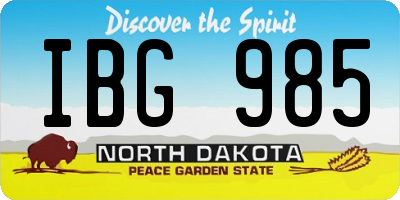 ND license plate IBG985