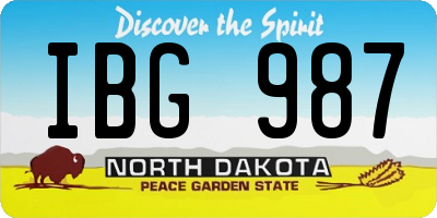ND license plate IBG987