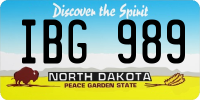 ND license plate IBG989