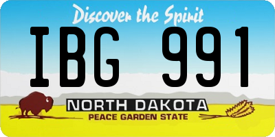 ND license plate IBG991