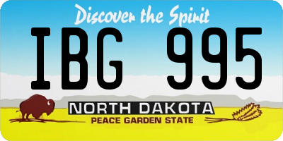 ND license plate IBG995