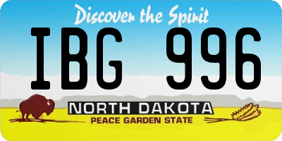 ND license plate IBG996