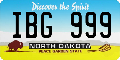 ND license plate IBG999