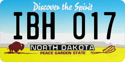 ND license plate IBH017