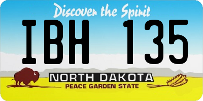 ND license plate IBH135