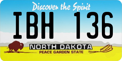 ND license plate IBH136