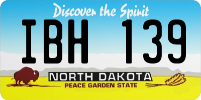 ND license plate IBH139