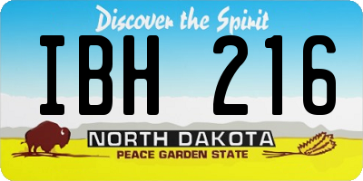 ND license plate IBH216