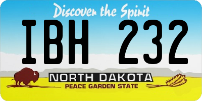 ND license plate IBH232