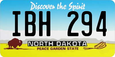 ND license plate IBH294