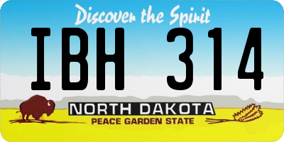 ND license plate IBH314