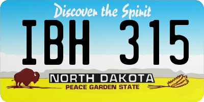 ND license plate IBH315