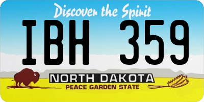 ND license plate IBH359