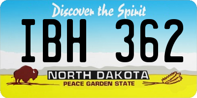 ND license plate IBH362