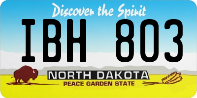 ND license plate IBH803