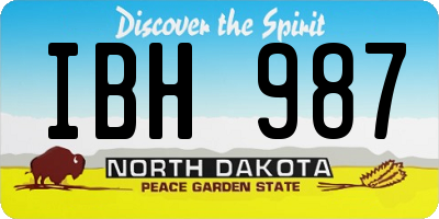 ND license plate IBH987
