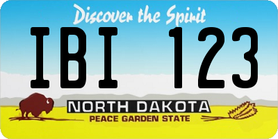 ND license plate IBI123