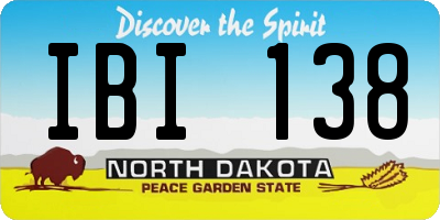ND license plate IBI138