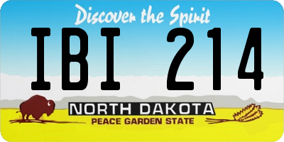 ND license plate IBI214