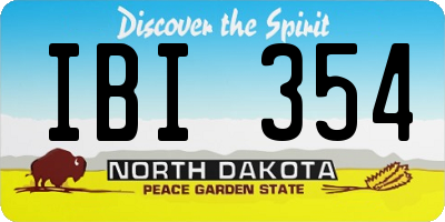 ND license plate IBI354