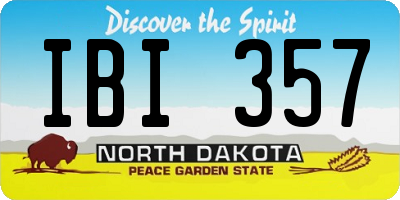 ND license plate IBI357