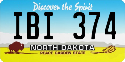ND license plate IBI374