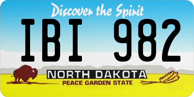 ND license plate IBI982