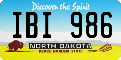 ND license plate IBI986