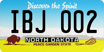 ND license plate IBJ002