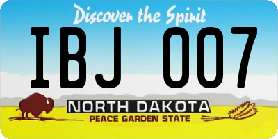 ND license plate IBJ007