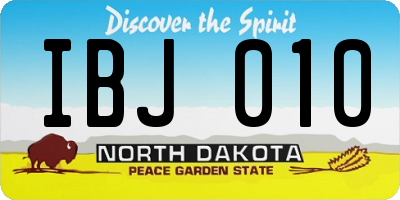 ND license plate IBJ010