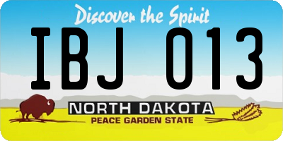 ND license plate IBJ013