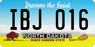 ND license plate IBJ016